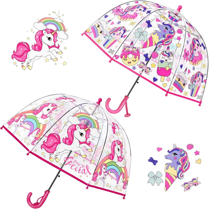 RONIARE 2 Pack Kids Clear Umbrellas for Rain Dome Bubble Umbrella Windproof for Toddler Boys Girls - Image 1